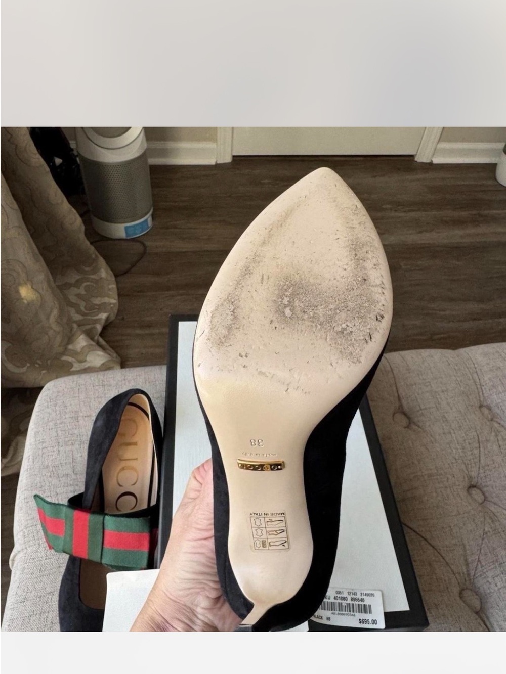 Gucci Sylvia Black Suede Pumps with Removable Bow - Picture 7 of 8